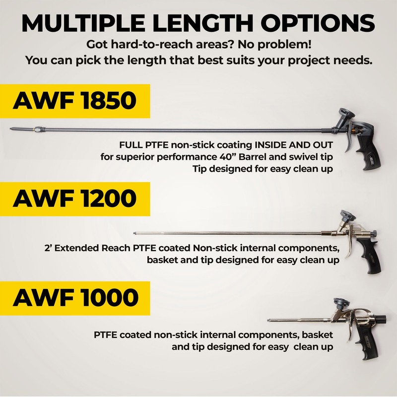AWF PRO Spray Foam Gun – 2' Long Nozzle, High