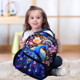 YSYZSDS Peacocks Kids Backpack School Backpack Travel Book Bags Back Packs Teenagers 3D Printed Backpack for Boys And Girls