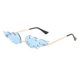 JOVAKIT Gafas de sol Fire Flame para mujeres y hombres, estilo retro, vintage, sin armazón, sin marco, protección UV (azul)