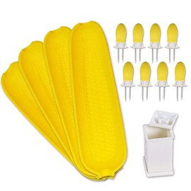Plastic Corn Trays, 8 Corn on The Cob Trays, 20 Corn Holders, 2 Butter Spreaders, 30-Piece Set, BPA-Free, Reusable, Durable, Perfect for BBQs, Picnics, Parties, Family Gatherings