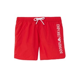 Emporio Armani Swimwear Men's Boxer Embroidery Logo Swim Trunks, Ruby Red, 52