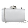 Girly Handbags Ladies Satin Clutch Bag with Large Flower Clasp,