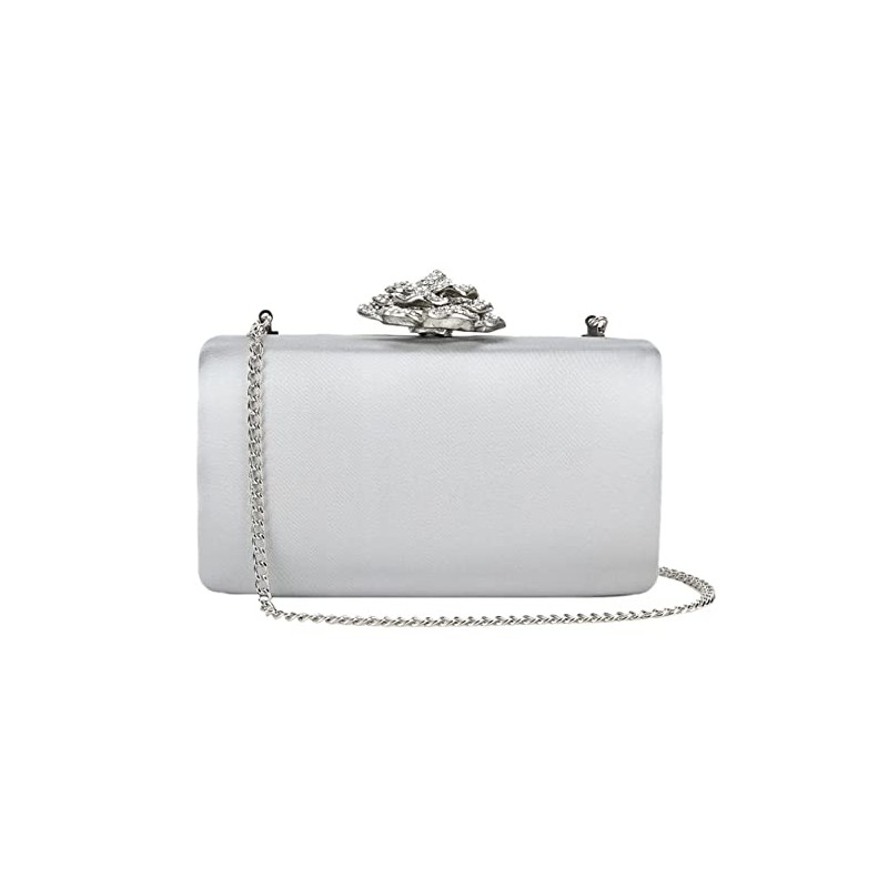 Girly Handbags Ladies Satin Clutch Bag with Large Flower Clasp,