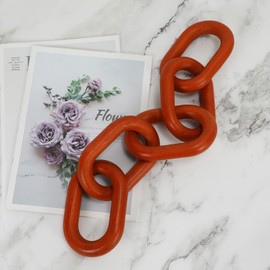 HMASYO Brown Wood Chain Link Decor, 5-Link Wooden Decorative Chain Home Decor Accents, Coffee Table Decor, Shelf Decor Aesthetic, Modern Bookshelf Table Decorative Objects for Living Room