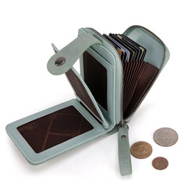 X Wrangler Credit Card Holders Small Wallets Woman Compact Credit Card Holder for Woman Rfid Blocking Multi Card Wallet with Smooth Metal Zipper and Id Window