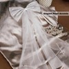 NICECONE Bridal Hair Bow Veil with Pearl - White Wedding
