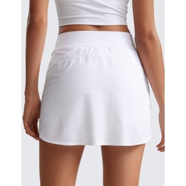 CRZ YOGA Dolphin Golf Skirts for Women A Line High Waisted Casual Athletic Mini Tennis Pickleball Skort with Zipper Pocket White Medium