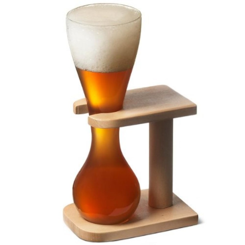 Glass Quarter Yard of Ale with Stand