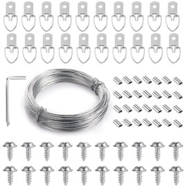 FullFun 182 PCS Picture Hanging Kit, 70Pcs D Ring Picture Hangers with 70Pcs Screws, Picture Hanging Wire(100 Feet/30.5 Meters) and 40Pcs Aluminum Sleeves, Supports up to 30 lb, Included Screwdriver