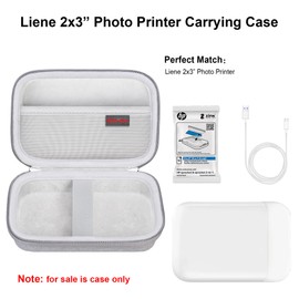 Elonbo Carrying Case for Liene 2x3” Photo Printer, Portable Instant Printer Travel Holder, Mini Picture Printer Bag. Mesh Pocket Fits Photo Paper, Cable. Grey