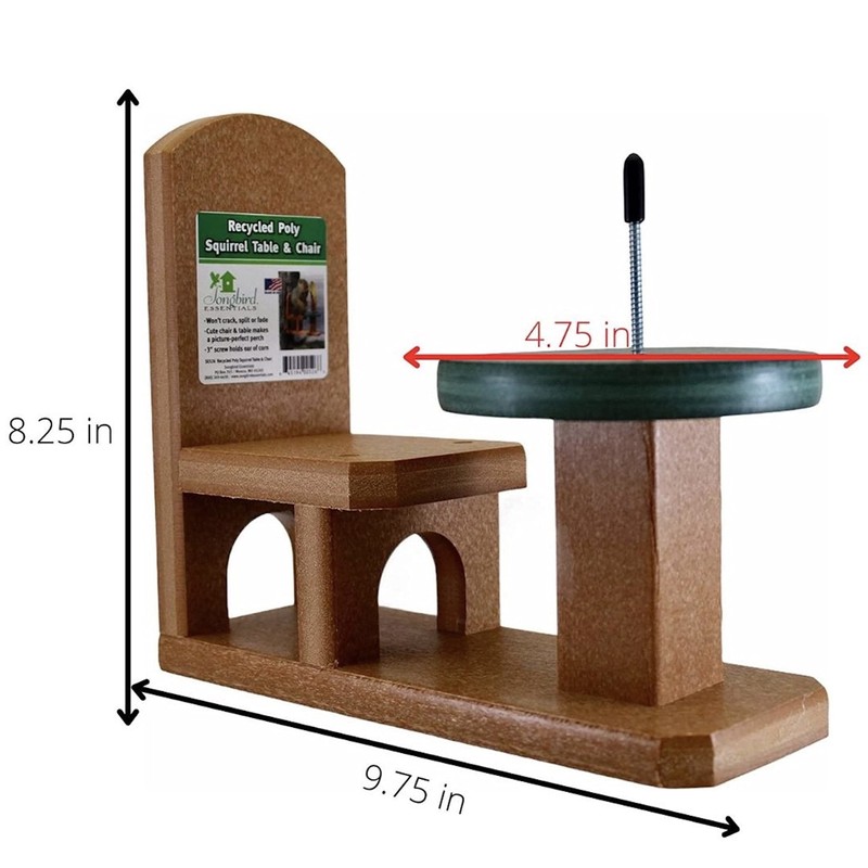 Songbird Essentials Recycled Poly Squirrel Feeder Table & Chair for