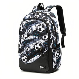 ETAISHOW Soccer-Print Boys Backpack for School Kids Bookbag for Elementary School Football School Bag for Teens