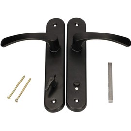 KOTARBAU Door Handle 90 mm Left Right WC Black Door Fitting Door Handle Door Handle Set Toilet Door Room Door Long Plate Aluminium 05907465904360