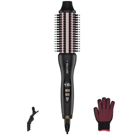 3 in 1 Thermal Brush,1.5 inch Curling Brush with Special Anti-Scald Nylon Double Layer Bristles,Heated Round Brush with Auto Shut-Off Fuction,Dual Voltage