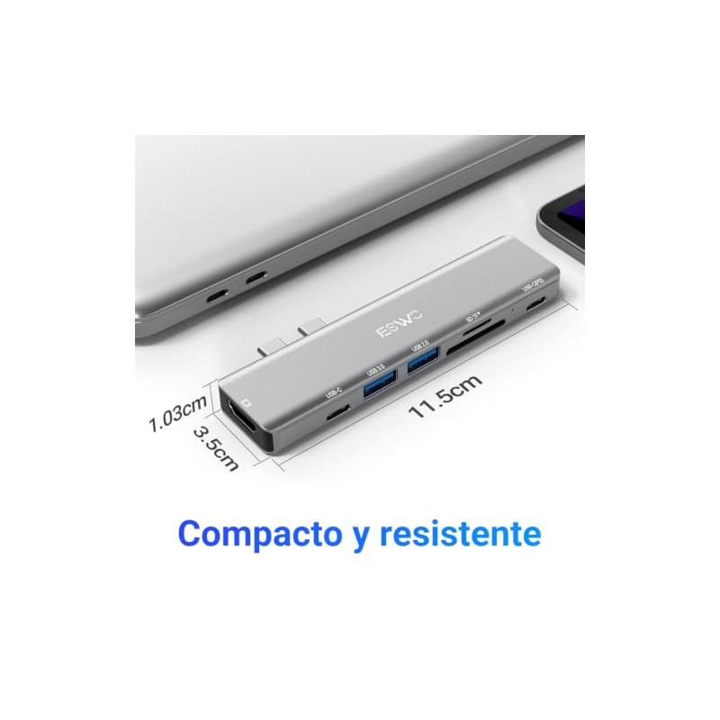 Adaptador USB C 7 en 1 Hub Multipuerto con HDMI