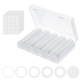 PATIKIL Coin Snap Holder 100 Pack Coin Case Storage Round with Organizer Box Fit 17/20/25/27/30mm Coins for Collectors Collection Supplies, White Foam Gasket