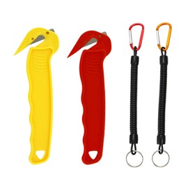 2PCS Box Cutter with Lanyard, Compact Aesthetically Pleasing Portable Box Opener Ttool, Practical Box Opener Ergonomic Handle Multifunctional (Yellow Red)