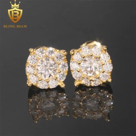 USA Stock Ready to Ship Pass Diamond Tester VVS Diamond 925 Sterling Silver Hip Hop Jewelry Moissanite Stud EarringsColor: 8.8mmGold