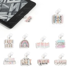YOPPIX 9PCS Charms for E-Reader, About Faith Theme Dust Plug Charm Compatible with Type C Charging Port, Gift for Book Lover Readers Men Women Teachers Students, Accessories for E-Reader