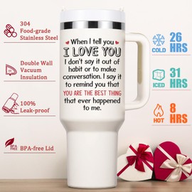 Lifecapido Valentines Day Gifts for Him Her, When I Tell You I Love You 40oz Insulated Tumbler, Romantic Valentine’s Day Gifts Birthday Gifts for Boyfriend, Girlfriend, Husband, Wife, Lover, Cream