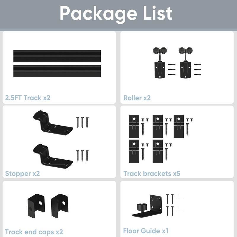 JUBEST 5FT Box Rail Exterior Barn Door Hardware Kit, Heavy-Duty