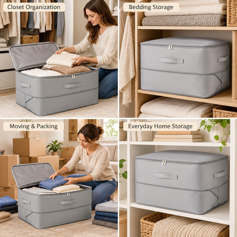 Large Gray Compression Storage Bag for Clothes & Bedding –
