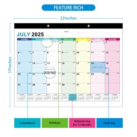 Desk Calendar 2025-2026 Large 22" x17", AgePlace Wall Calendar 2025 Covers July 2025 - December 2026, Office Supplies Desktop Monthly Calendar for Home Classroom School & Office Or teacher Gifts