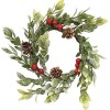 Unbranded Snowy Boxwood & Berry Candle Ring / Wreath 4.5"