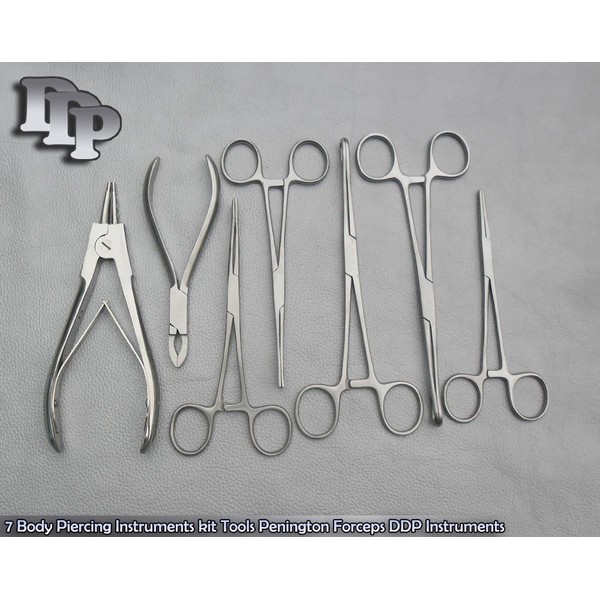 7 Body Piercing Instruments Kit Tools Penington Forceps DDP Instruments