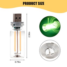 Sandfren USB LED Car Atmosphere Light, Mini Vehicle Ambient Interface Charging Lighting Bottle, Portable Automotive Night Lamp Decoration Accessories, Universal for SUV, Sedan, Truck (Green)