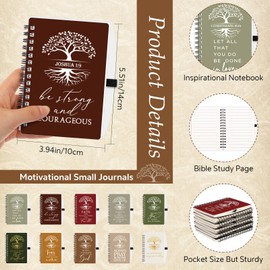 Kosiz 100 Pcs Christian Gift Bulk Prayer Journal Bible Verse Spiral Notebook with Christian Ballpoint Tree of Life Religious Church VBS Gift for Women Men Sunday School Retreat (Retro Color)