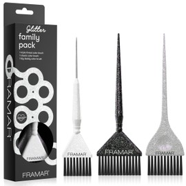FRAMAR Hair Dye Brush Set – Hair Colour Brush For Hair Bleach Kit, Hair Tint Brush For Hair Lightener, Highlights Hair Dye Kit, Tinting Brush For Root Touch Up, Hair Highlighting Kit – 3 Pack Glitter