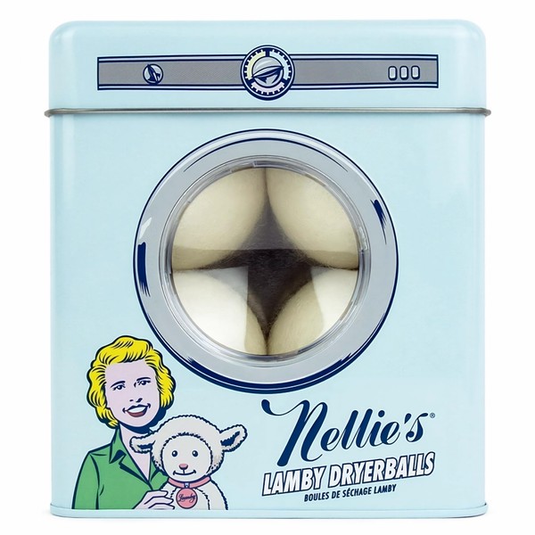 Nellie's Lamby Dryerballs, 4-Pack - Reusable Fabric Softener for 500+ Loads - 100% Pure New Zealand Wool, Hypoallergenic, Silent in Your Dryer, Reduces Cloth Wrinkles, and Saves on Drying Time