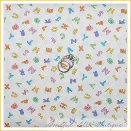 Westminster Fabrics BonEful Fabric FQ Cotton Quilt White Blue Pink Green Baby Unisex Alphabet Letter
