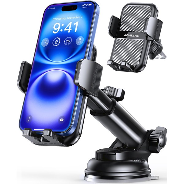 3-in-1 Car Phone Holder [122+LBS Strongest Suction & Stable Clamp