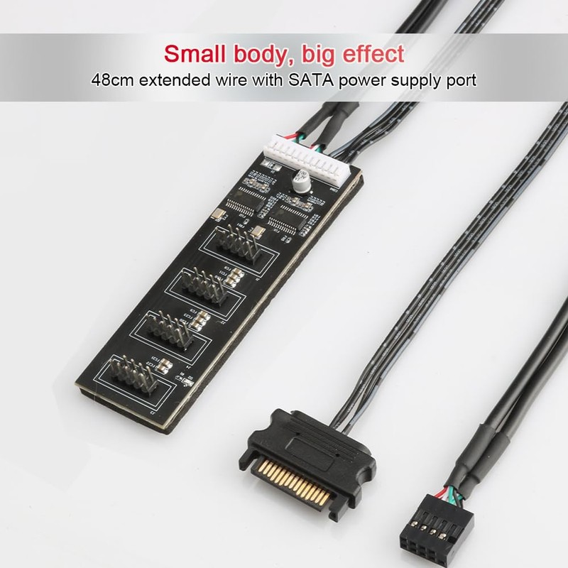 ZORZA 1Pcs 9Pin USB Header Splitter with SATA Power Practical