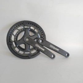 CDHPOWER Double Chainring Crankset 50/34T 170mm Crankarm Black Plastic Chain Guard Square Taper for Mountain Road Bike Fixed Gear Bicycle