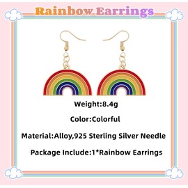 GAUEIOUR Rainbow Earrings,Gay and Lesbian Pride Earrings,Seven Color Rainbow Earrings Holiday Girl Style Alloy Earrings,Travel Accessories Dropping Oil Earrings
