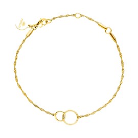 Purelei® Kekahi Bracelet (Gold, Silver), Waterproof Women's Bracelet, Stainless Steel Bracelet with Two Interlocking Rings, Gift for Women, 15-19 cm Length Adjustable, Stainless Steel