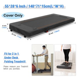 Aidetech Funda para cinta de correr debajo del computadora, a prueba de polvo, funda protectora impermeable para caminar, oficina debajo del computadora (negro, 55 x 28 x 6 pulgadas)