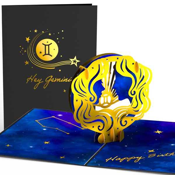 Lovepop® Special Birthday Card Zodiac Sign Gemini Unique 3D Pop-Up