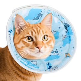 Nobleza Cat Cone Collar Soft Cat Recovery Collars Cones After Surgery Cat Cones to Stop Licking Cat Surgery Collar Kitten Cone Cat Neck Head Cone Soft Cone for Cats Kittens Pet Small Dog Puppy, M Blue