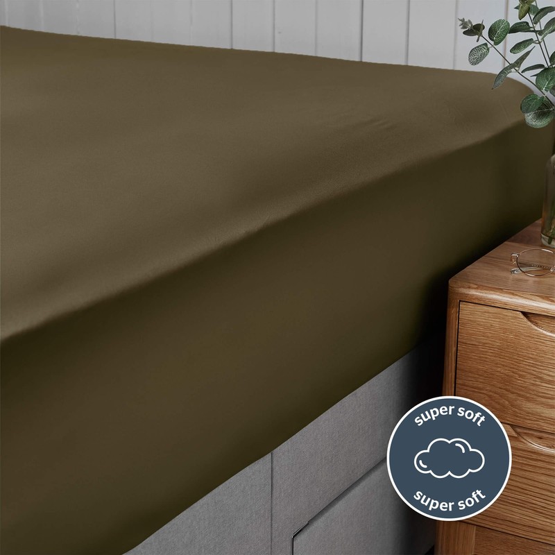Silentnight Supersoft Olive Fitted Sheet - Cosy & Comfortable Delicate