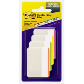 Post-it Tabs, 2 in., Lined, Assorted Bright Colors, Durable, Writable, Repositionable, Sticks Securely, Removes Cleanly, 6 Tabs/Color, 4 Colors, 24 Tabs/Pack, (686F-1BB)