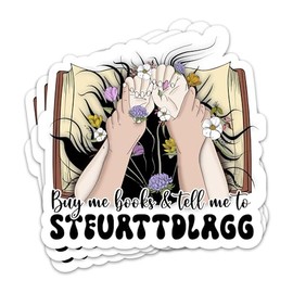 (3PCs) Buy Me Books and Tell Me Sticker, Funny Book Reader Reading Dark Romance Stickers for Adults, Bookish Kindle Waterproof Vinyl Stickers for Laptop Notebook Water Bottle (3 Inches)