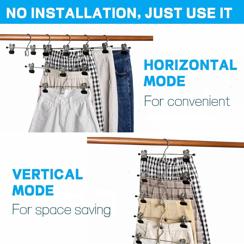 Amber Home 20 Pack Heavy Duty Metal Pants Skirt Hangers,