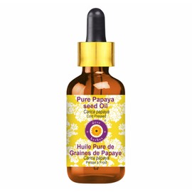 Deve Herbes Pure Papaya Seed Oil (Carica Papaya) with Glass Dropper Cold Pressed 50ml (1.69 oz)
