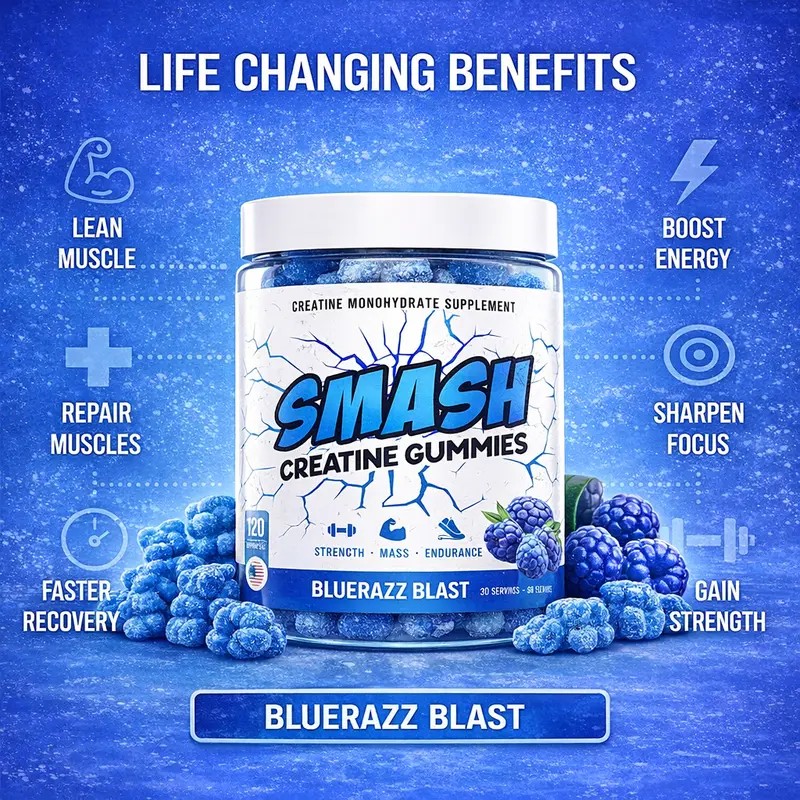 Creatine Gummies 120 Count 3 Flavors Watermelon Strawberry Blue Raspberry