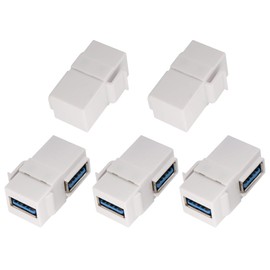 AAOTOKK Right Angle USB 3.0 Keystone Coupler 90 Degree USB 3.0 A Female to Female Keystone Jack Insert Socket Coupler Adapter for Wall Plate Outlet Panel (White/5 Pack)