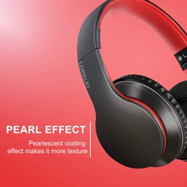 LORELEI X6 - Auriculares de diadema con micrófono, ligeros, plegables y portátiles, con graves estéreo de 1,45 m, sin enredos, con cable para smartphone, tablet, MP3/4 (negro-rojo)